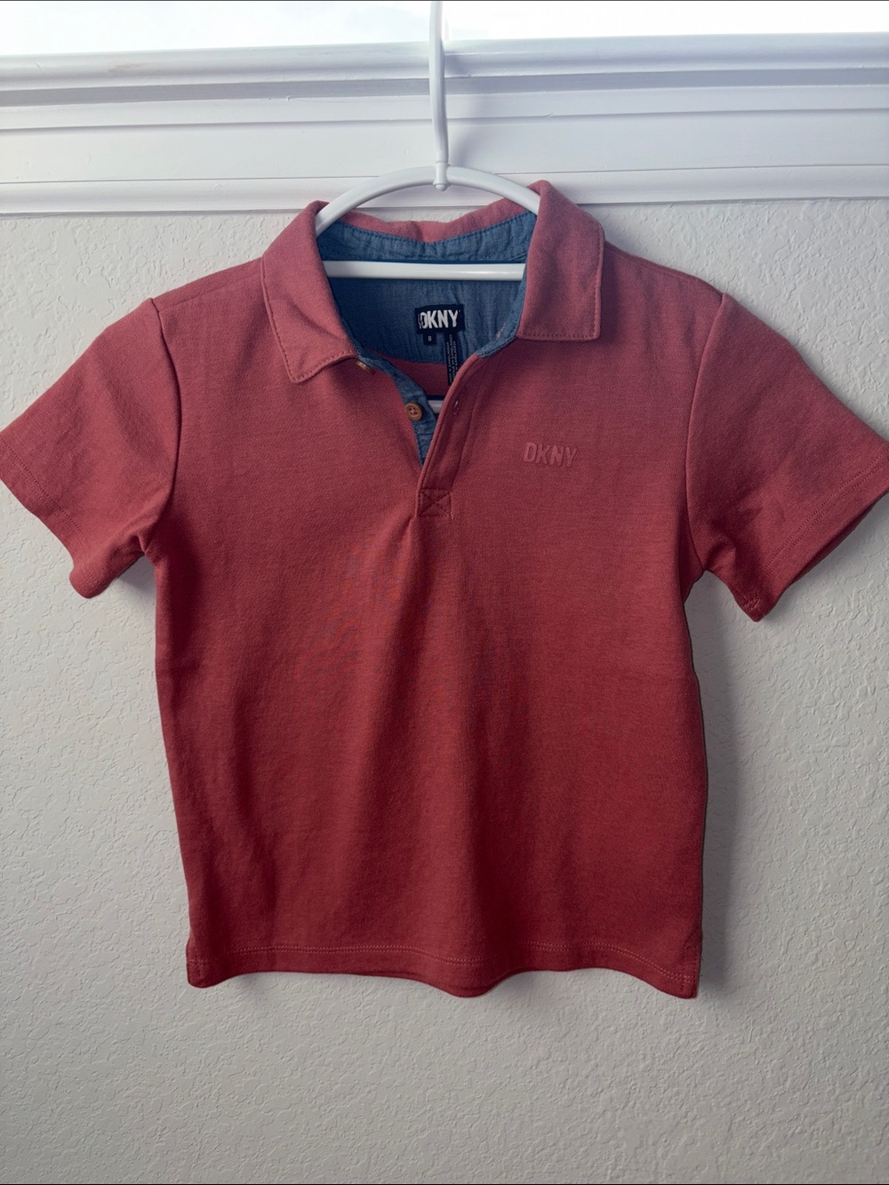 DKNY Boys' Brick Red Polo with Subtle Logo